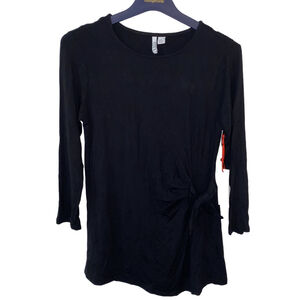 Women's ELLE Faux Wrap Top Size XS Black Long Sleeve NWT